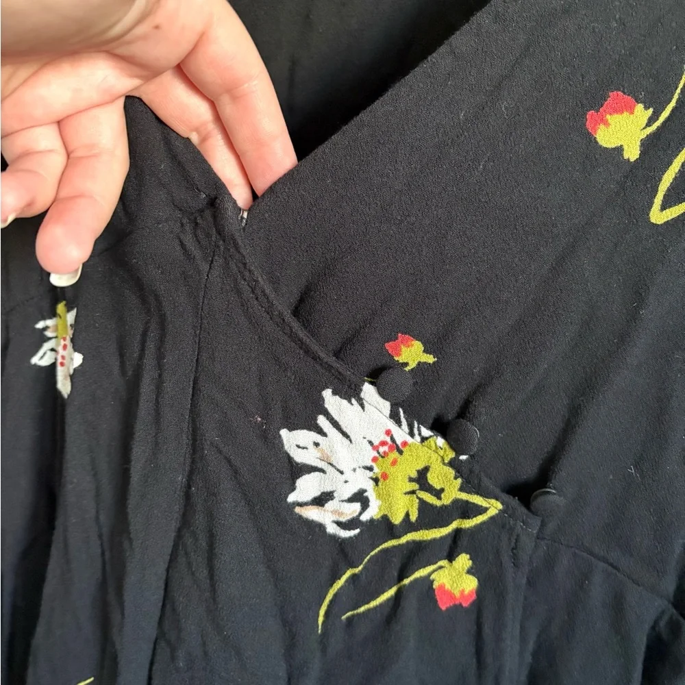 Free People Black Floral Time on My Side Wrap Dress - Picture 9 of 12